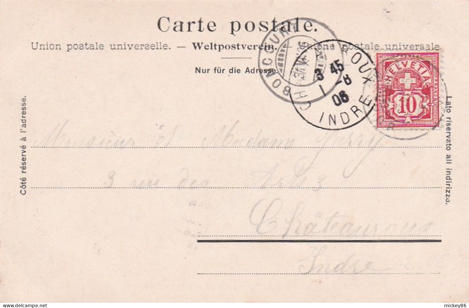 Suisse-- SZ -- SATTEL  -1906 -- Sattel Mit Lyskamm --Aufstieg Zum Monte Rosa ....timbre.....cachet  BONCOURT - Sattel