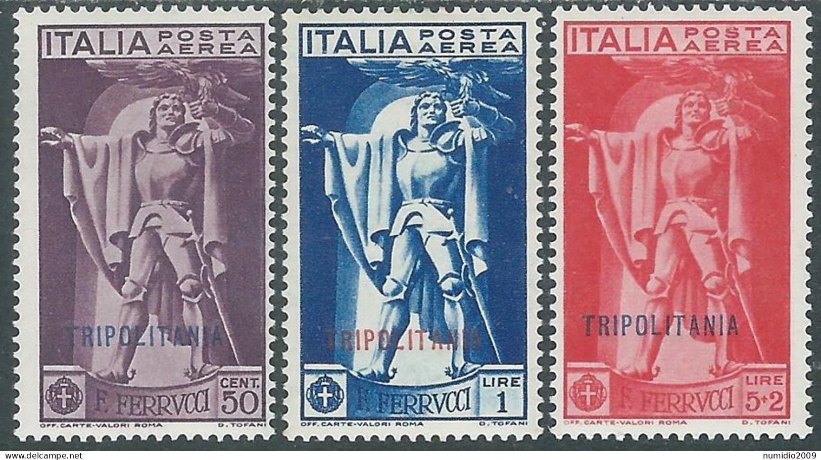 1930 TRIPOLITANIA POSTA AEREA FERRUCCI 3 VALORI MH * - RA29-2 - Tripolitania