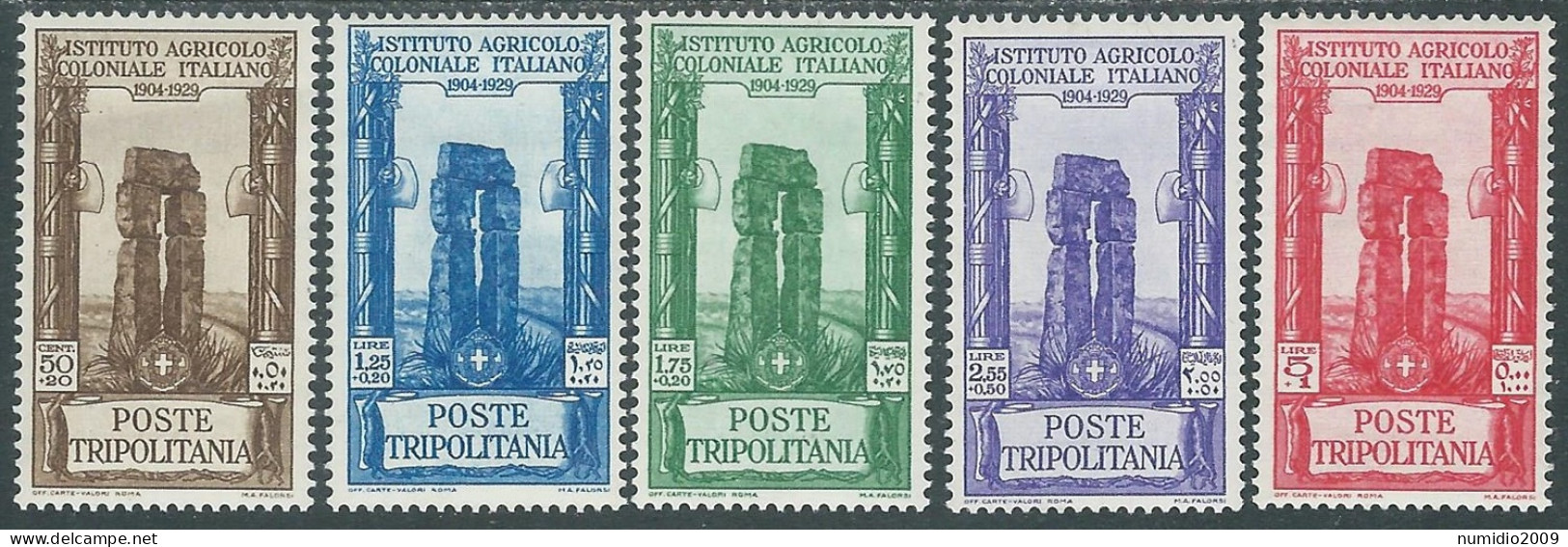 1930-31 TRIPOLITANIA ISTITUTO AGRICOLO COLONIALE 5 VALORI MH * - RA29 - Tripolitania