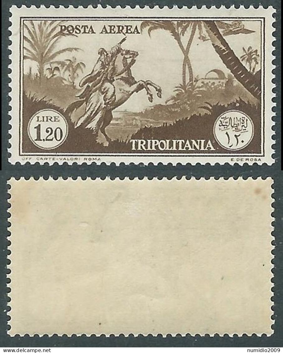 1931-32 TRIPOLITANIA POSTA AEREA SOGGETTI AFRICANI 1,20 LIRE MH * - RA29-3 - Tripolitania