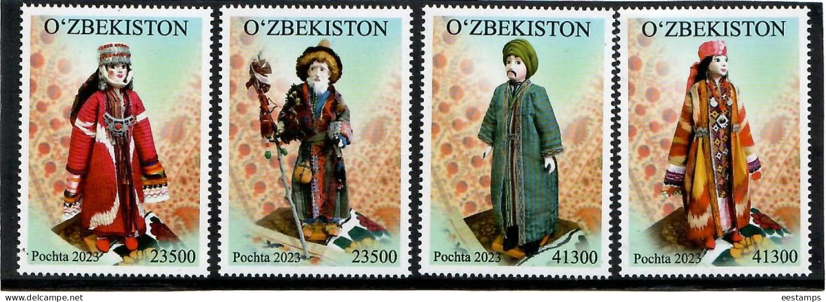 Uzbekistan 2023 . Traditional Clothes . 4v. - Oezbekistan