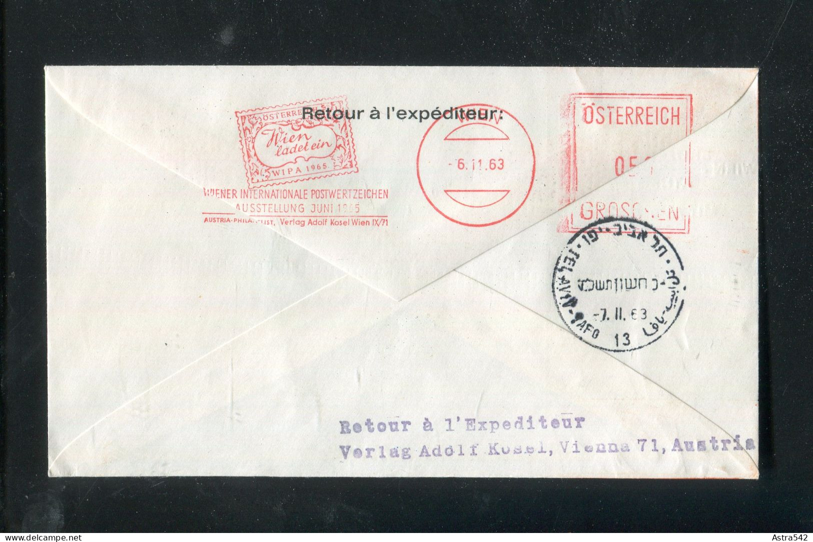 "OESTERREICH" 1963, AUA-Caravelle-Erstflugbrief "Wien-Tel Aviv" (5294) - First Flight Covers