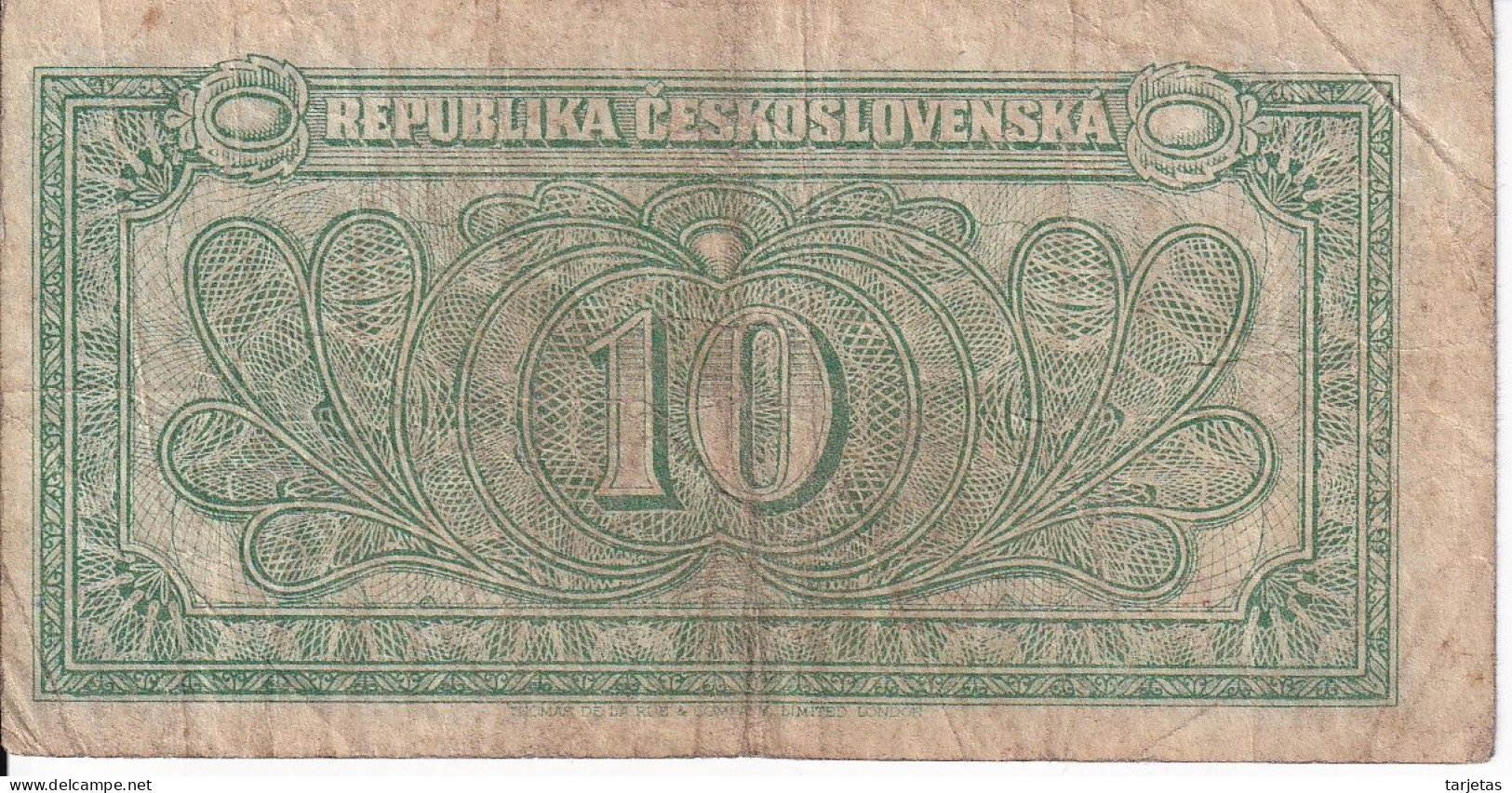 BILLETE DE CHECOSLOVAQUIA DE 10 KORUN DEL AÑO 1945  (BANKNOTE) - Tchécoslovaquie