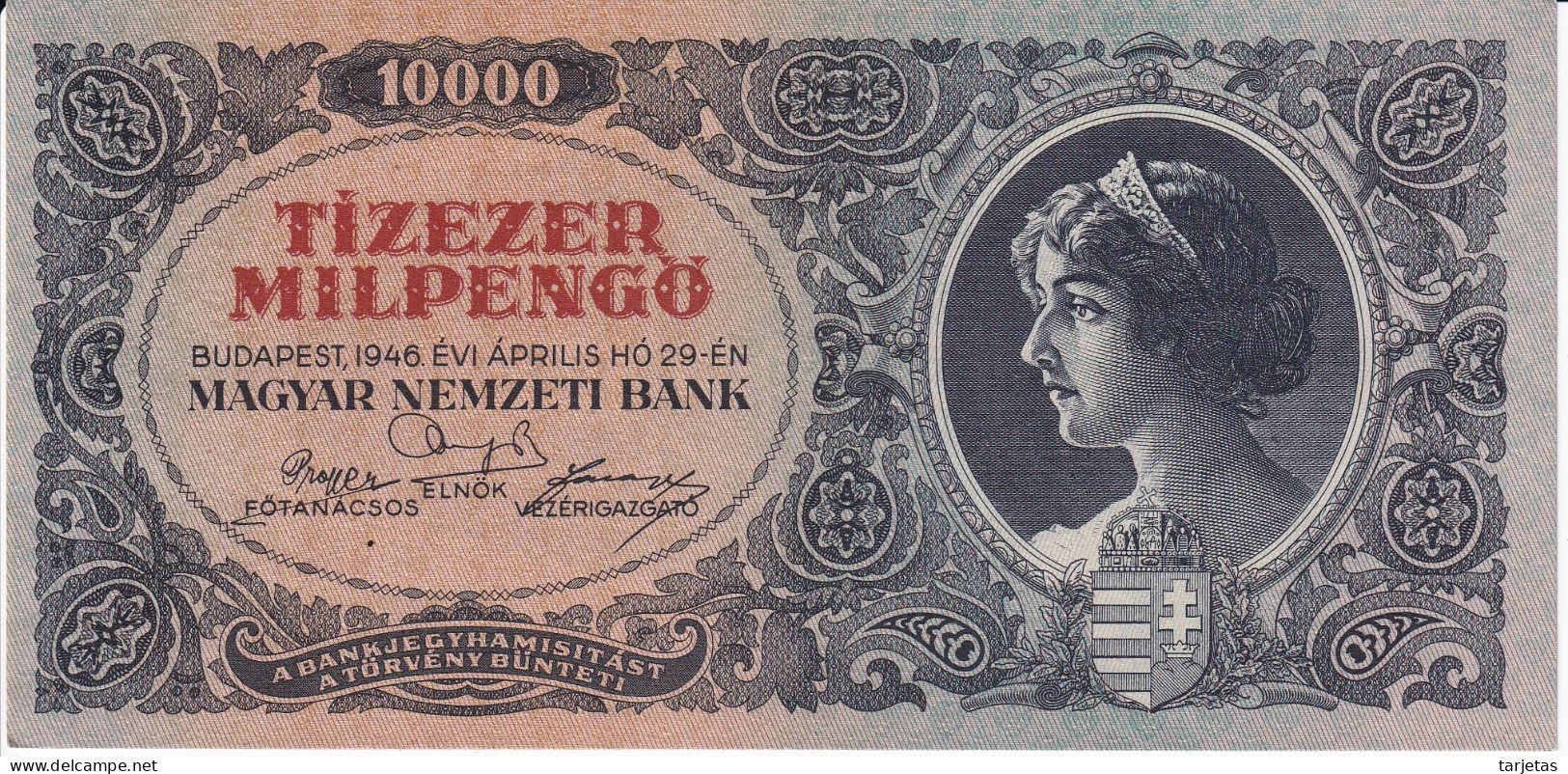 BILLETE DE HUNGRIA DE 10000 PENGO DEL AÑO 1946 SIN CIRCULAR (UNC) (BANKNOTE) - Hungary