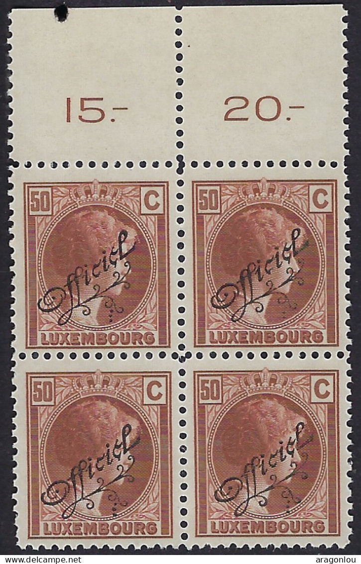 Luxembourg - Luxemburg - Timbres - Charlottte  Officiel  1927   1 Blocs à 4   MNH** - Blocs & Feuillets
