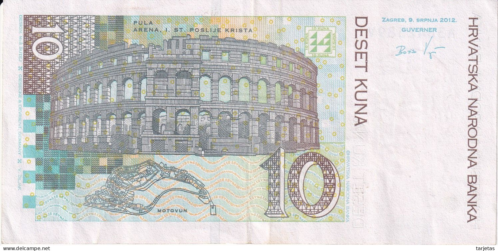 BILLETE DE CROACIA DE 10 KUNA DEL AÑO 2012 EN CALIDAD EBC (XF) (BANKNOTE) - Croatie