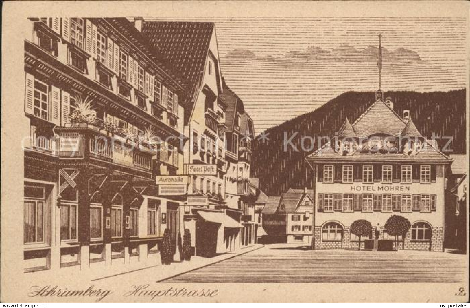 41791529 Schramberg Hauptstrasse Hotel Mohren Zeichnung Kuenstlerkarte Schramber - Schramberg