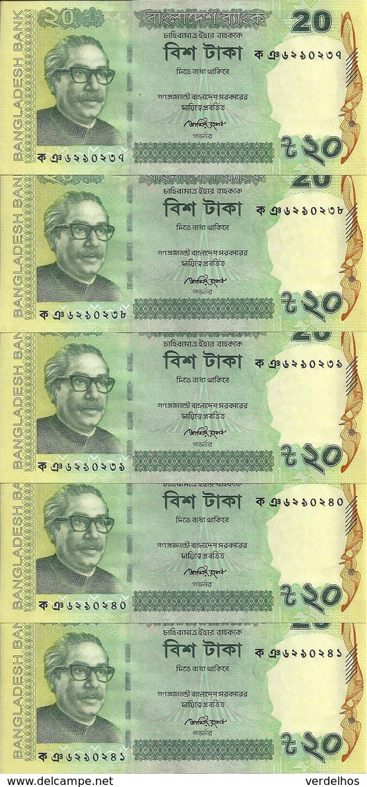 BANGLADESH 20 TAKA 2012 UNC P 55A ( 5 Billets ) - Bangladesh