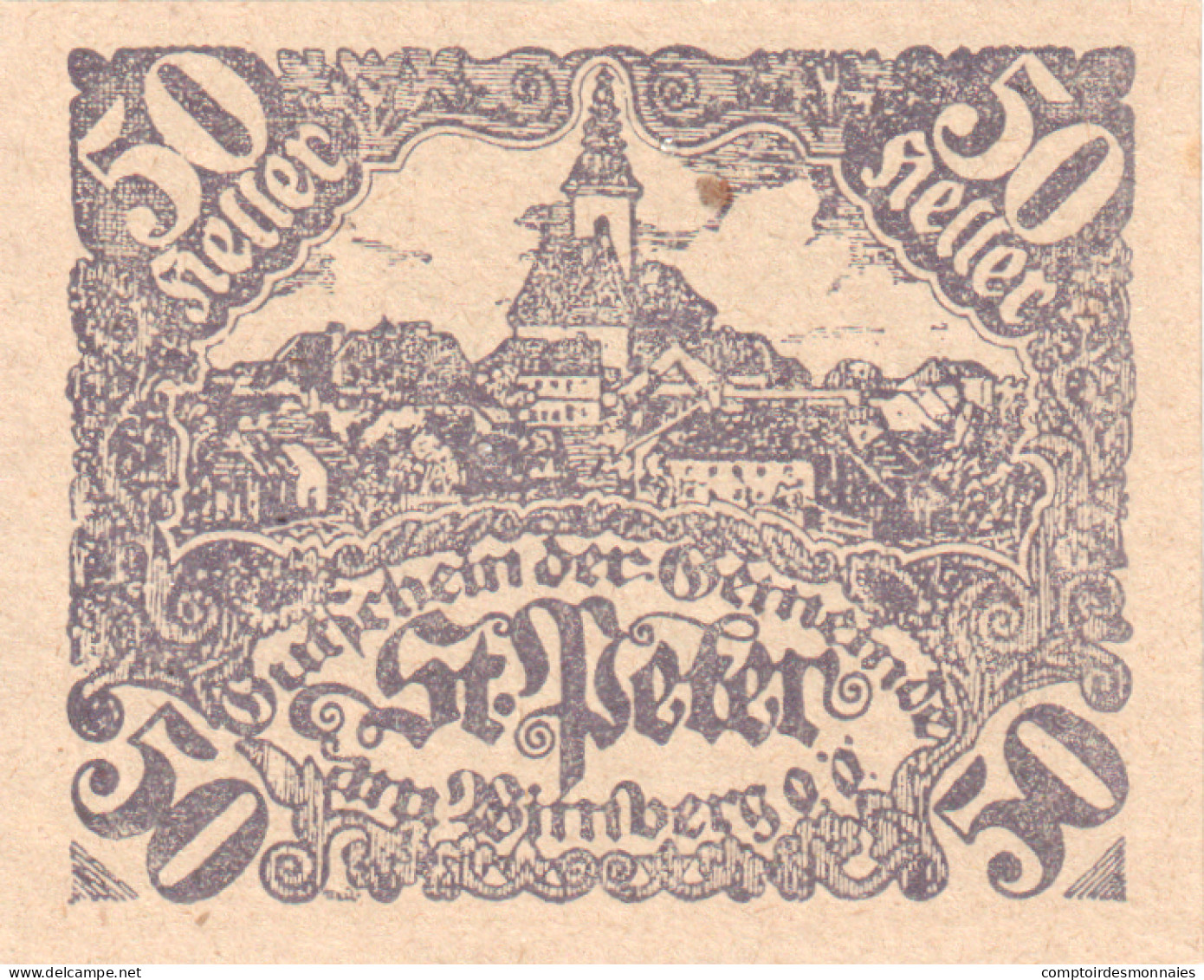 Autriche, St Peter, 50 Heller, Blason, 1921, 1920-06-30, SPL, Mehl:FS 926 - Oesterreich