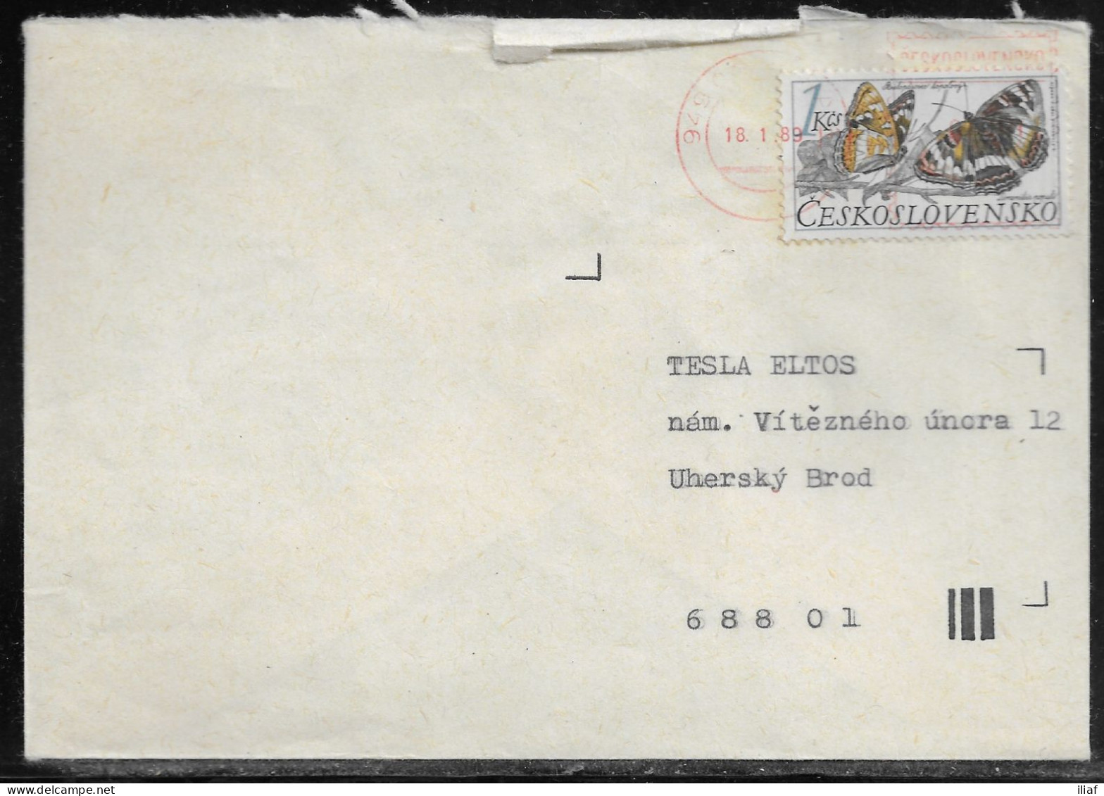 Czechoslovakia. Stamp Sc. 2647 On Letter, Sent From Nitra  18.01.89 For “Tesla” Uhersky Brod. - Lettres & Documents