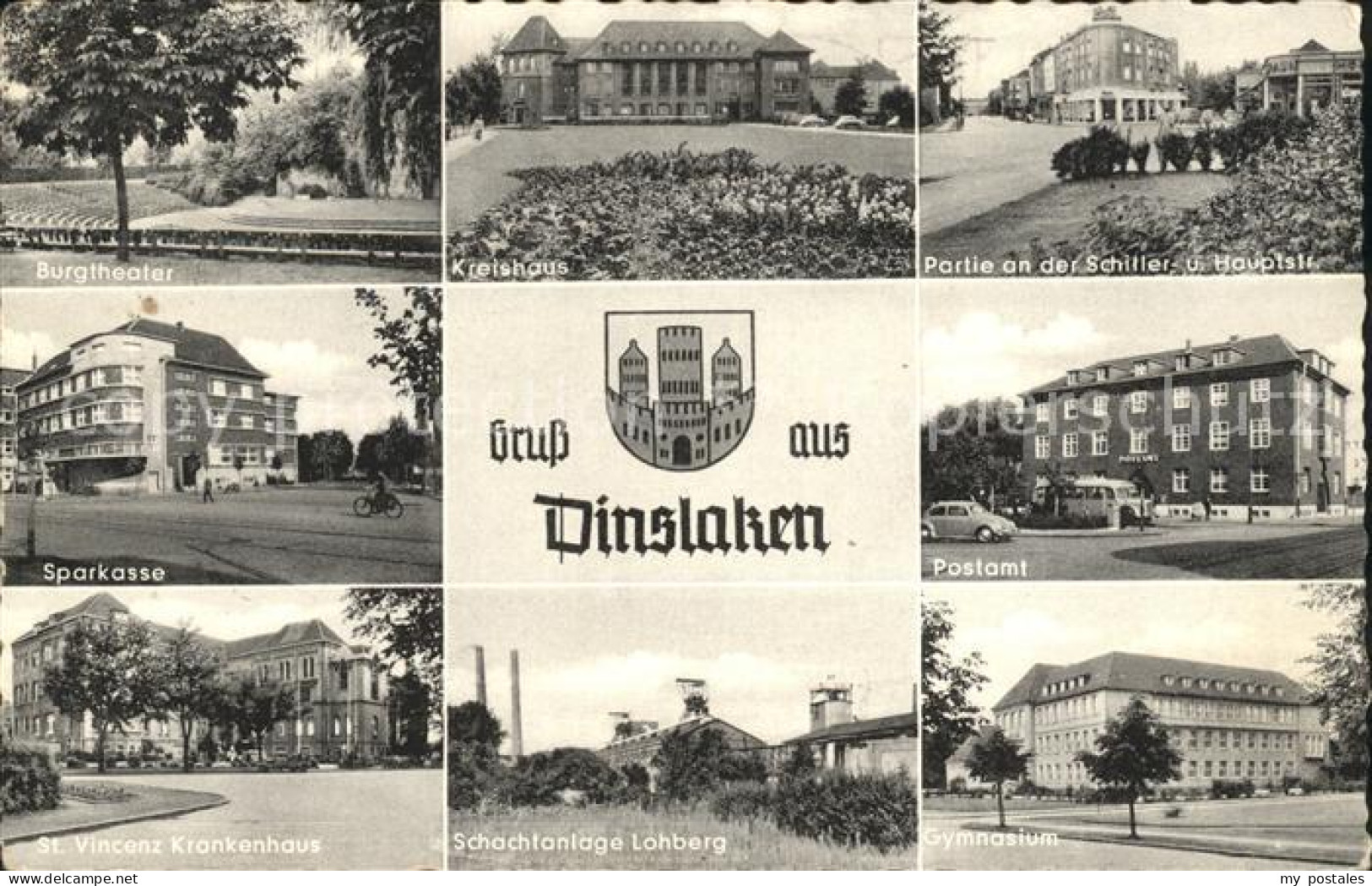 41790586 Dinslaken Burgtheater Kreishaus Sparkasse Postamt Krankenhaus Schachtan - Dinslaken