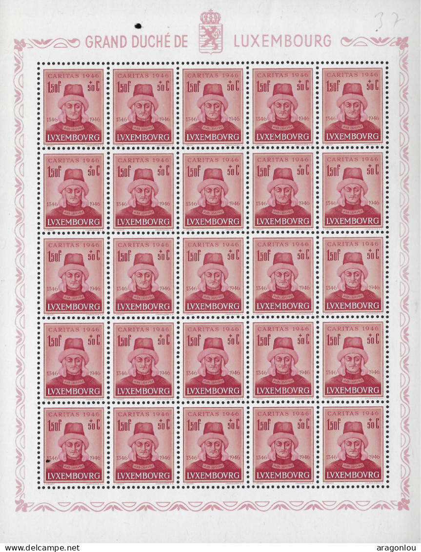 Luxembourg - Luxemburg - Timbres - Feuillets  1946   Caritas    Jean L'Aveugle   MNH** - Blocs & Feuillets