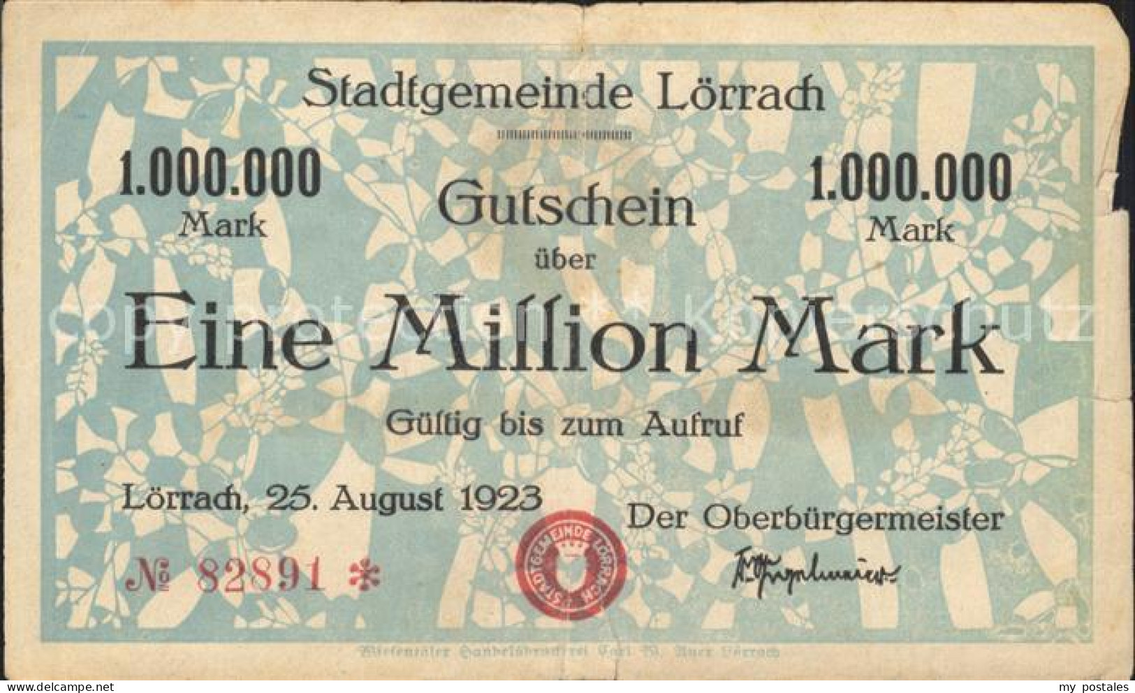 41790410 Loerrach Gutschein Eine Million Mark  Loerrach - Loerrach