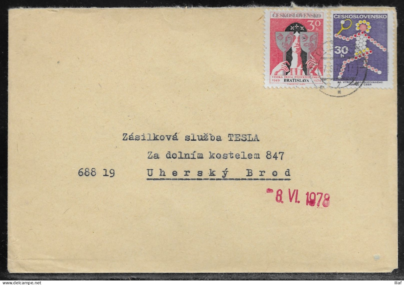 Czechoslovakia. Stamps Sc. 1948, 1863 On Letter, Sent 7.06.78 For “Tesla” Uhersky Brod. - Lettres & Documents