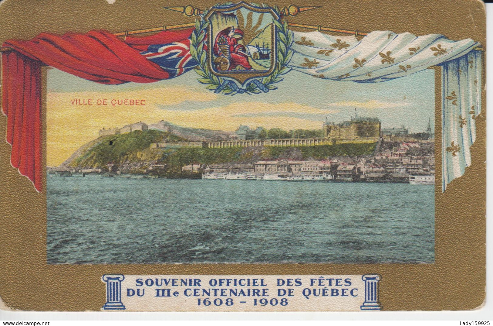 2 Cartes Souvenir Officiel Des Fêtes Du IIIe Centenaire De Québec 1608-1908  Québec Canada, Plaine D'Abraham, Ville Québ - Québec - La Cité