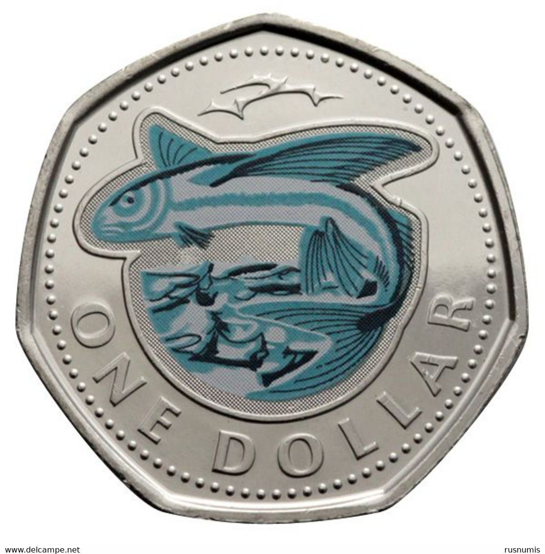 BARBADOS 1 DOLLAR FLYING FISH - COLOR 2020 UNC - Barbades