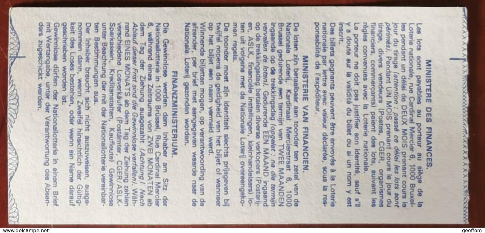 Billet De Loterie Nationale Belgique 1988 9e Tranche Des Giboulées - 2-3-1988 - Biglietti Della Lotteria