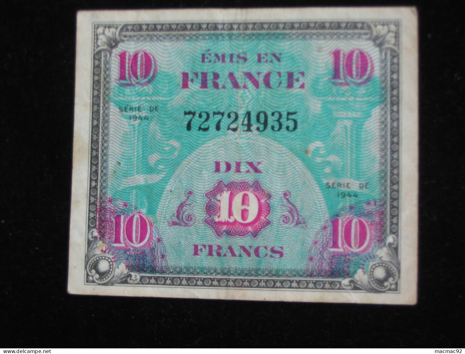 10 Dix Francs - DRAPEAU FRANCE - Billet Du Débarquement -  Sans Série  **** EN ACHAT IMMEDIAT **** - 1944 Drapeau/France