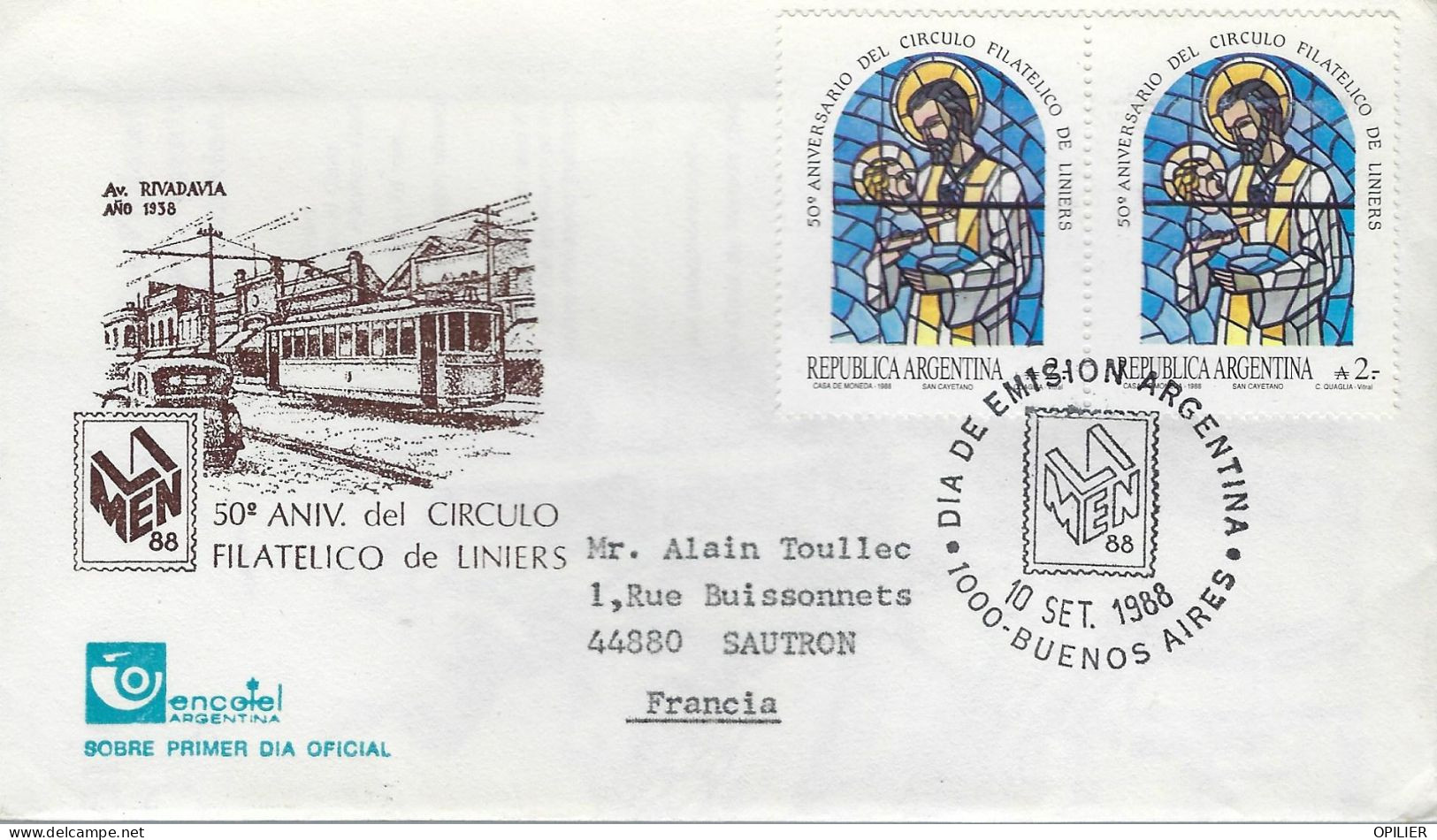 BUENOS AIRES 1988 50° Anniversaire Du Cercle Philatélique De Liniers Philatélie Association Timbre - FDC