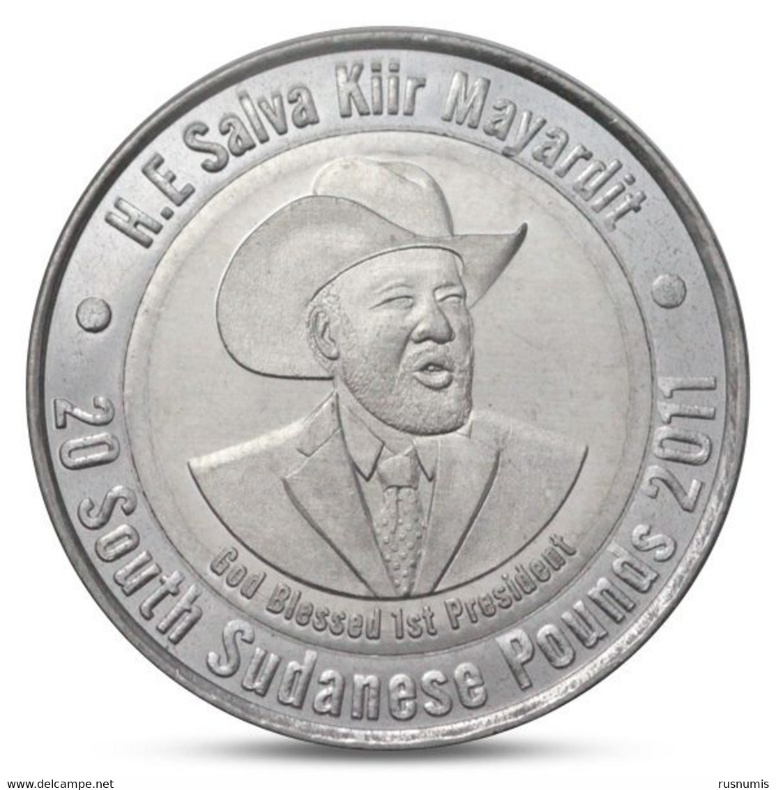 SOUTH SUDAN 20 POUNDS UNUSUAL BIMETAL BI-METALLIC PRESIDENT SALVA KIIR 2011 UNC - South Sudan