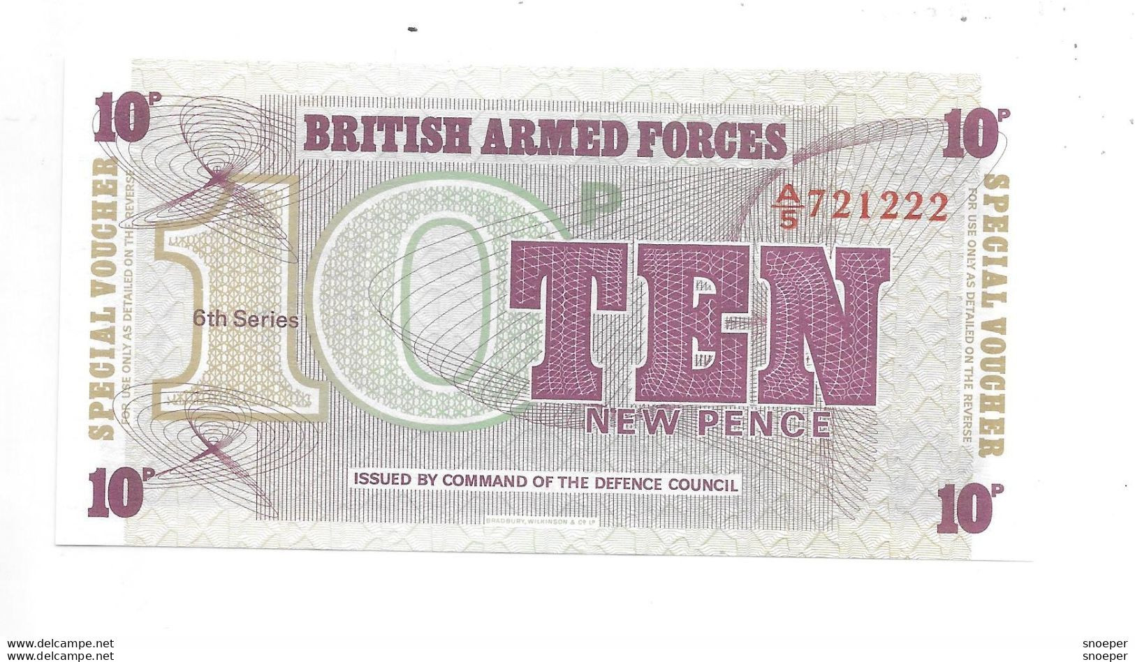 *great Britain Britisch Army Forces Sixth Series 10 Pence  ND  M45 - British Armed Forces & Special Vouchers