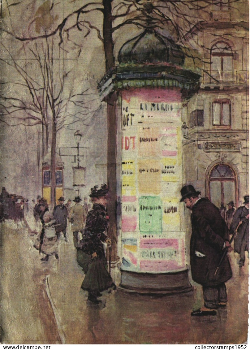 PAINTING, FINE ARTS, ADVERTISING COLUMN, BUILDING, DUFEX FOIL POSTCARD - Clearwater