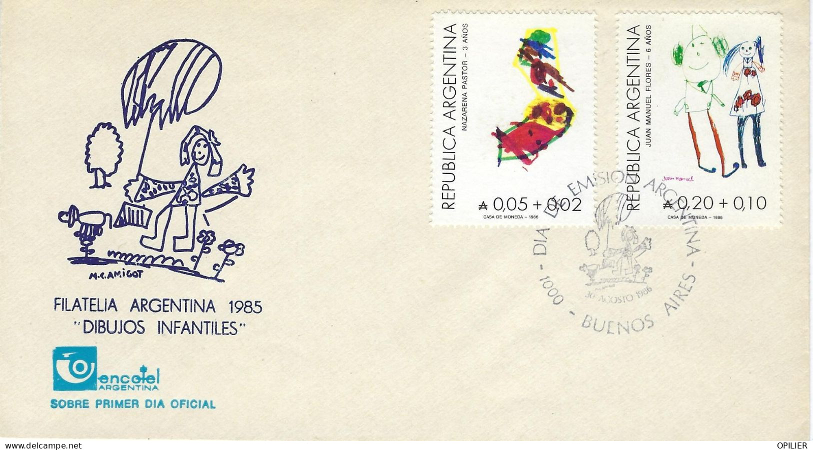 BUENOS AIRES 1986 Dessin D'enfants En Filatélie Timbre Philatélie Enfant Dessin - FDC