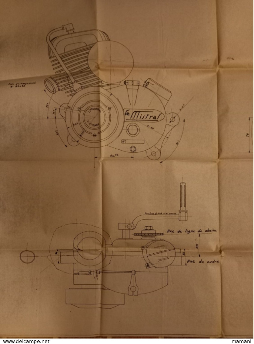 Plan Mistral Moteur 2 Temps Type 100 E 2 -echelle Grandeur Le 6-8-54 - Other Plans