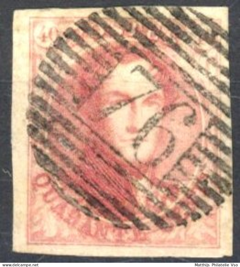 [O SUP] N° 5A, Papier Carton Avec Marges énormes, Obl Centrale 'P76' Louvain - Pièce De Concours - Cote: 600€ - 1851-1857 Medallones (6/8)