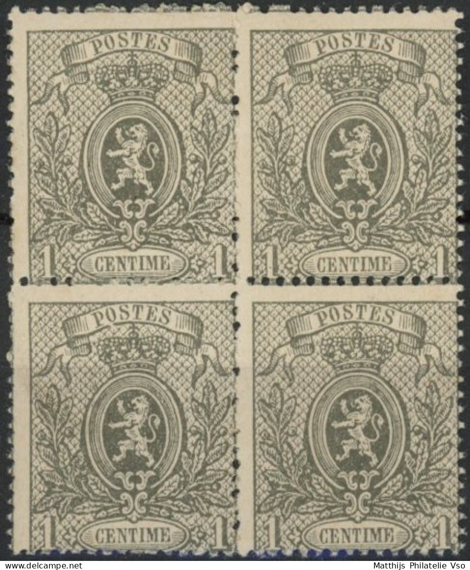 [** SUP] N° 23A, 1c Gris En Bloc De 4 - Fraîcheur Postale. LUXE - Cote: 960€ - 1866-1867 Coat Of Arms