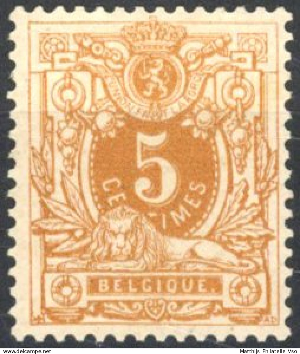 [* SUP] N° 28A, 5c Ocre-rouge - Légère Trace - Cote: 100€ - 1869-1883 Leopold II.