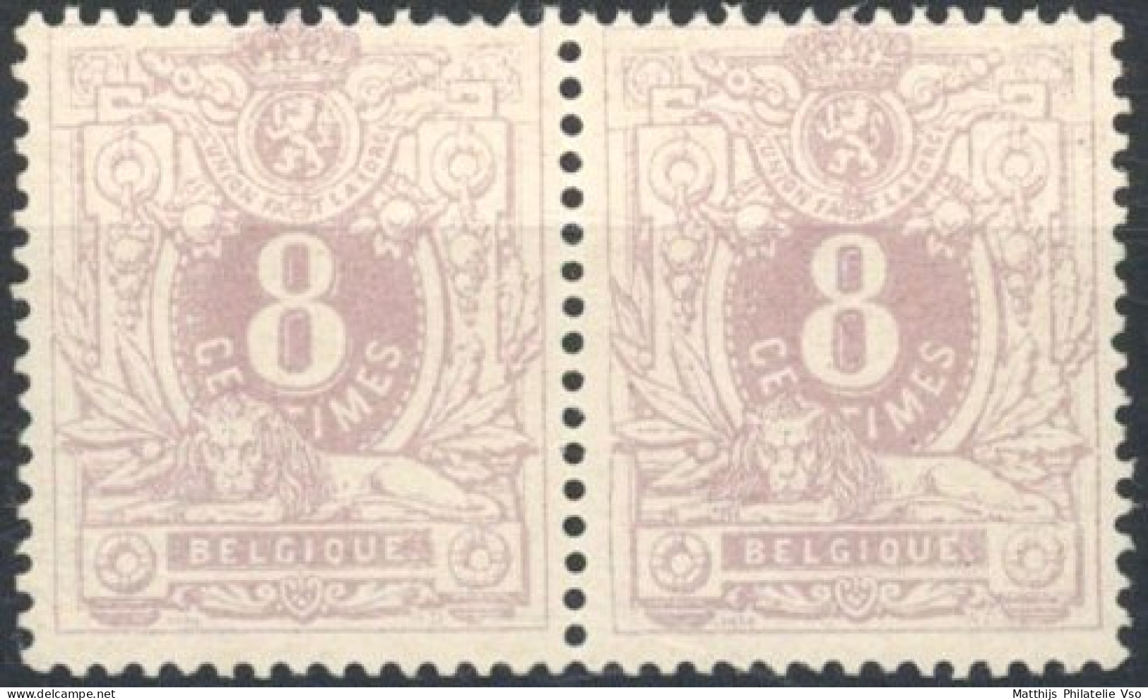 [** SUP] N° 29, 8c Violet En Paire - Fraîcheur Postale - Cote: 460€ - 1869-1883 Leopoldo II