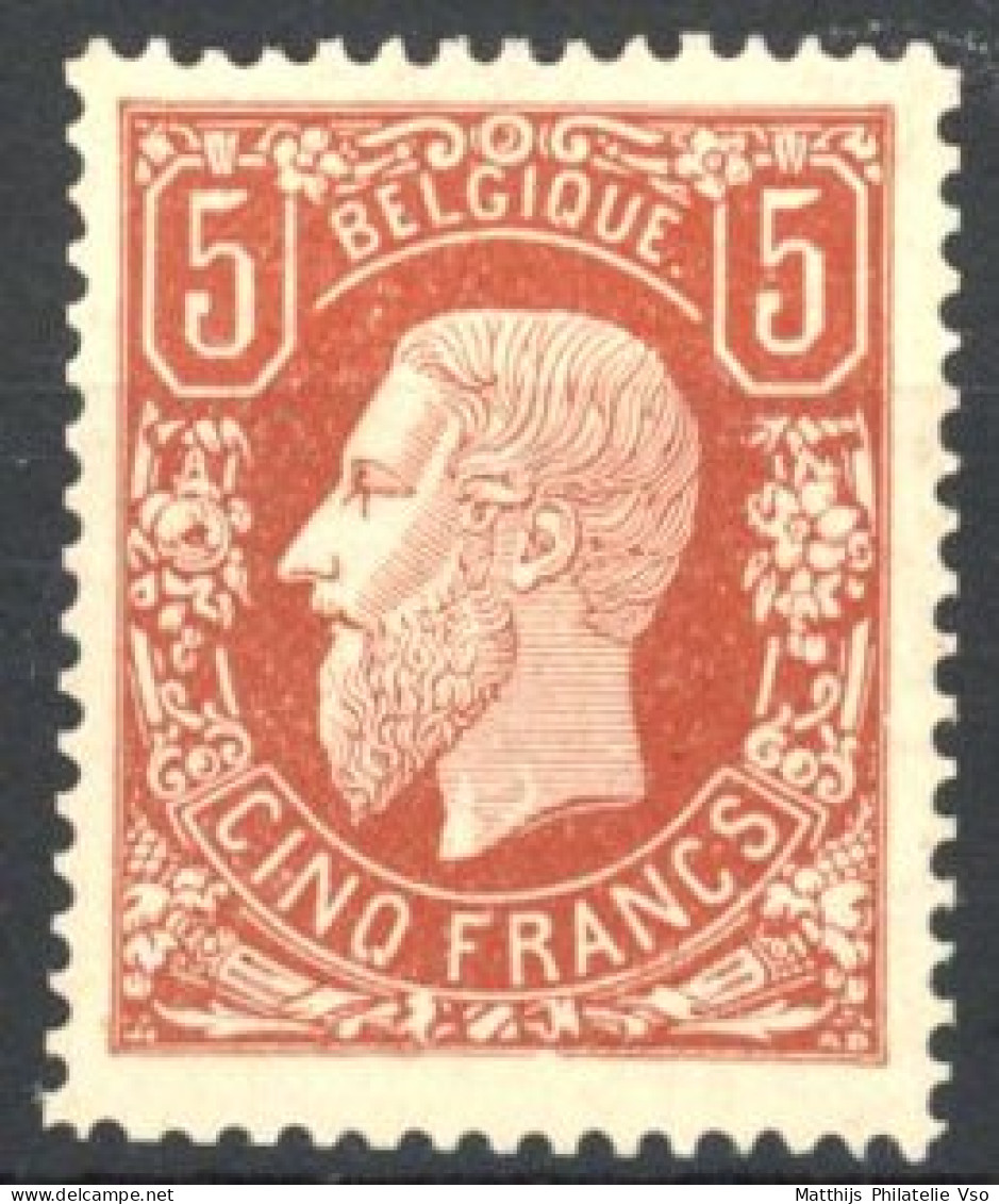 [** TB] N° 37, 5F Brun-rouge - FAUX Pour Ref - 1869-1883 Leopold II