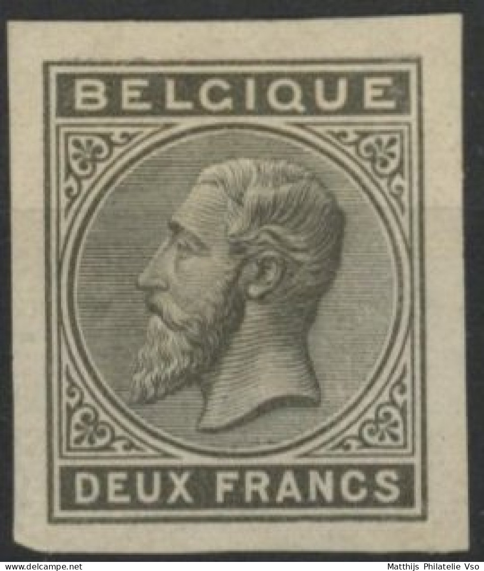 [(*) SUP] 1883 : 2F Gris/noir Non Dentelé Sur Papier Mince Grisâtre (Stes 1855 - Indice 3). Rare - 1869-1883 Léopold II