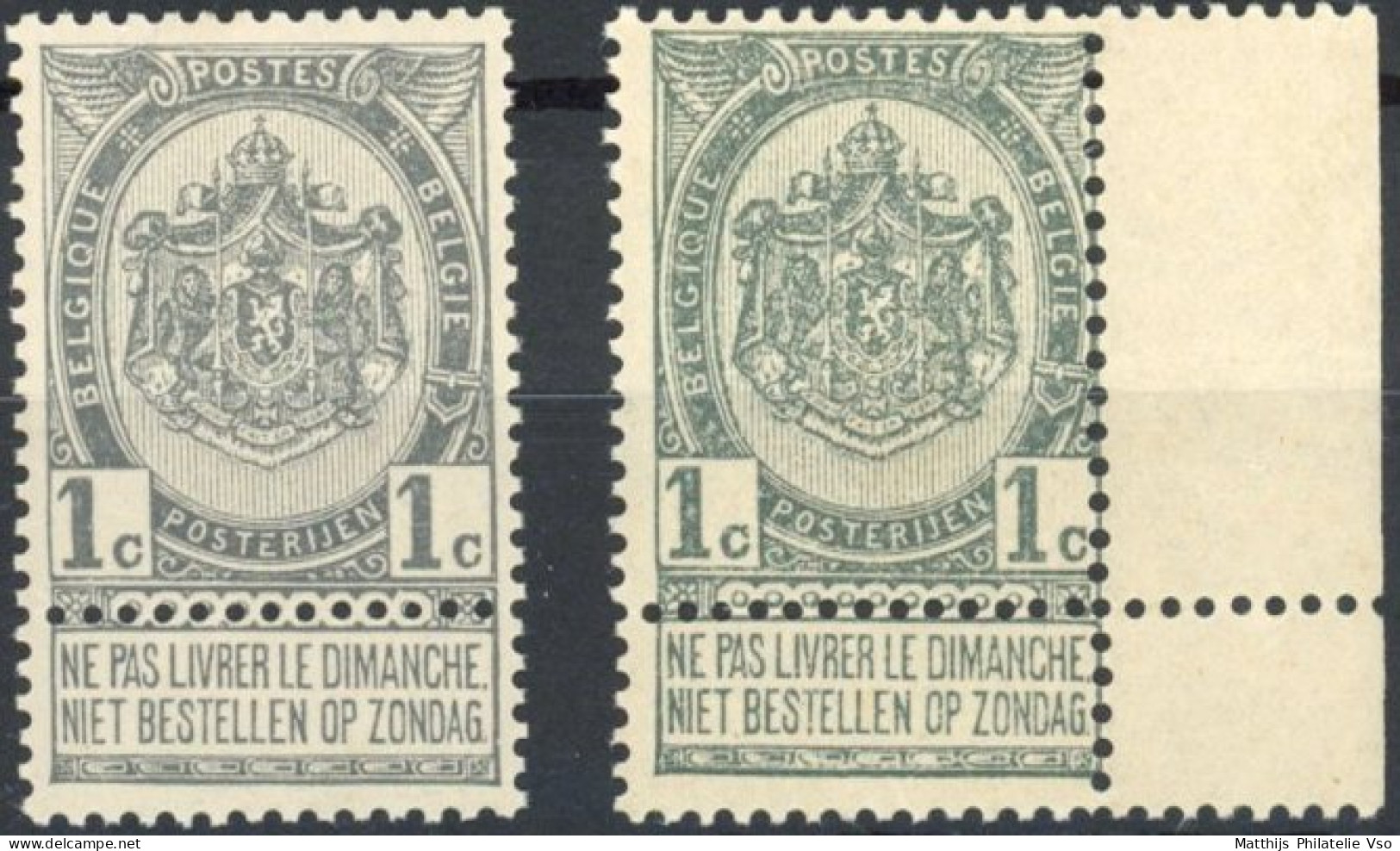 [** SUP] N° 53+53a, 1c - Les 2 Nuances - Cote: 4.25€ - 1893-1900 Schmaler Bart