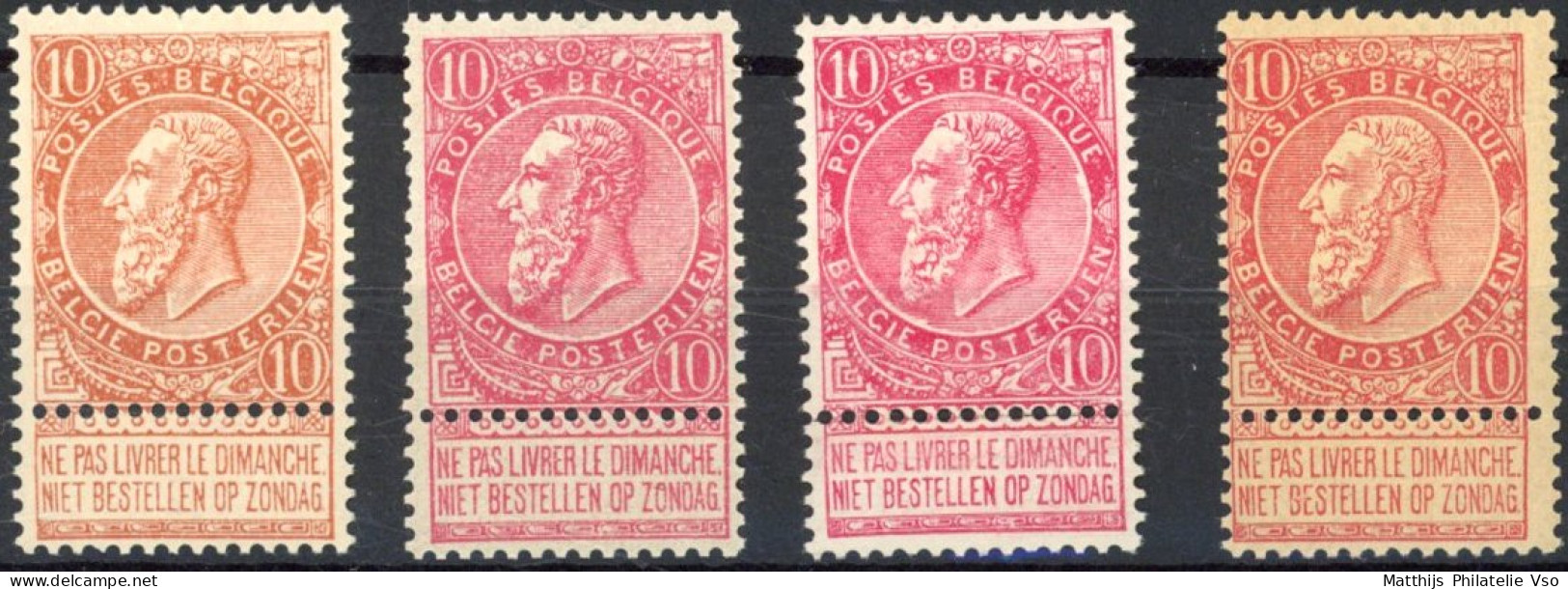 [** SUP] N° 57/58+58a, 10c - Les 3 Nuances + Un Superbe 10c Brun-rose Non Repris Au COB - 1893-1900 Schmaler Bart