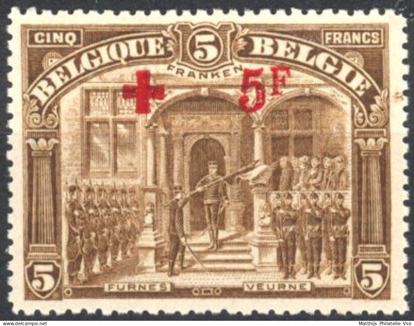 [** SUP] N° 162, 5F+5F Brun - Fraîcheur Postale - Cote: 750€ - 1918 Red Cross
