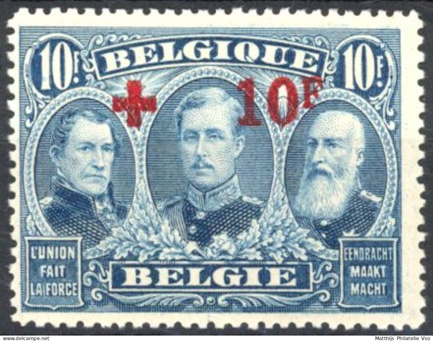 [** SUP] N° 163, 10F+10F Bleu, La Bonne Valeur - Fraîcheur Postale - Cote: 2565€ - 1918 Red Cross