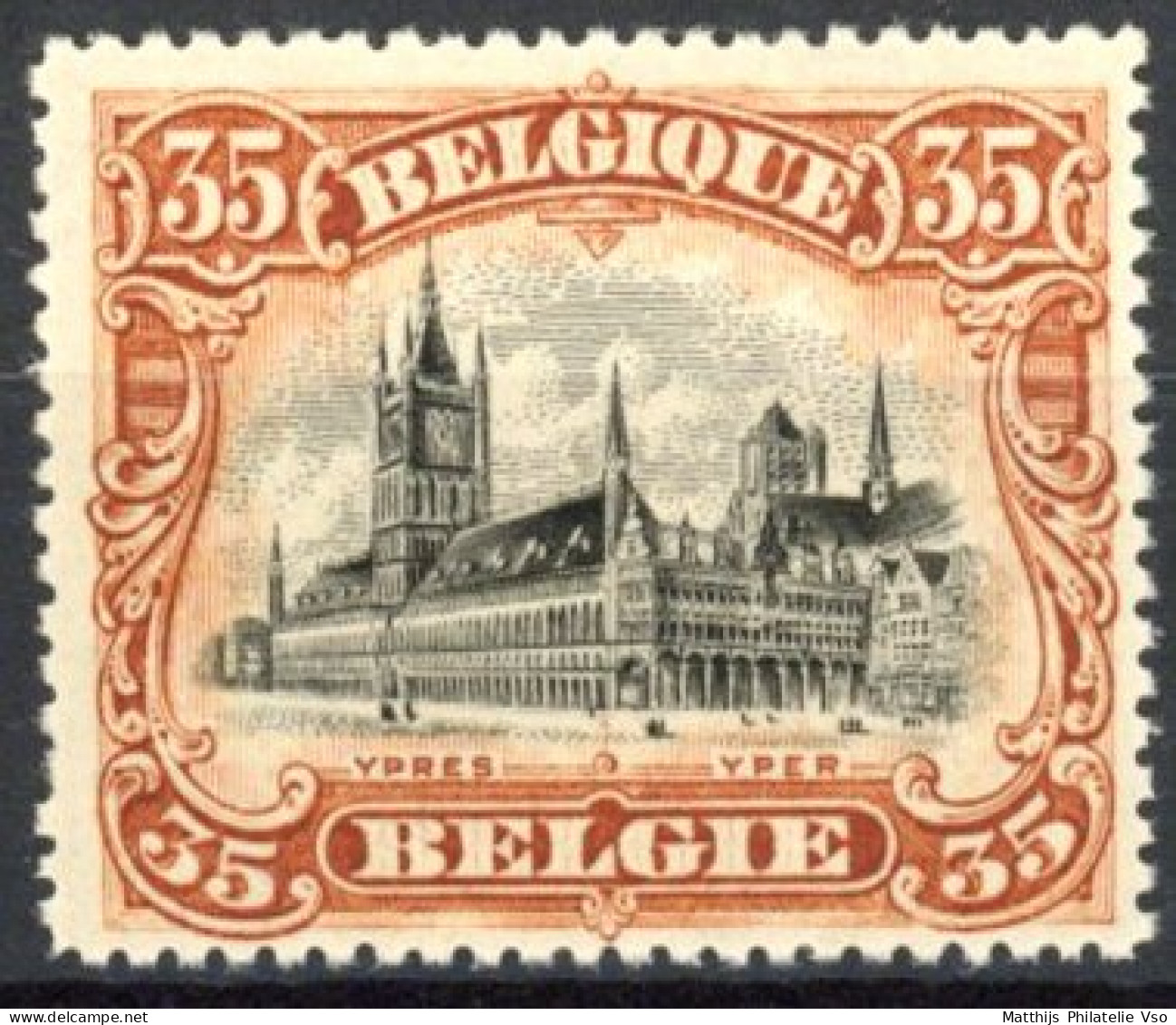 [** SUP] N° 142A, Ypres - Dentelure 15 - Cote: 35€ - 1915-1920 Albert I