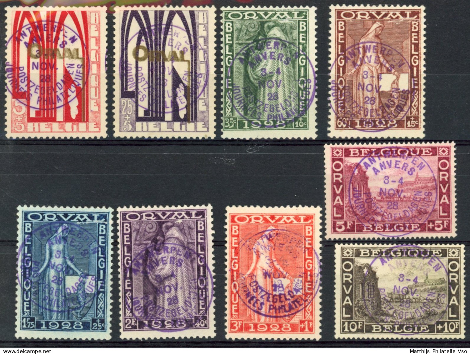 [(*) TB] N° 266A/66K, Orval Cachet Violet D'Anvers, La Série Complète - Cote: 800€ - Unused Stamps