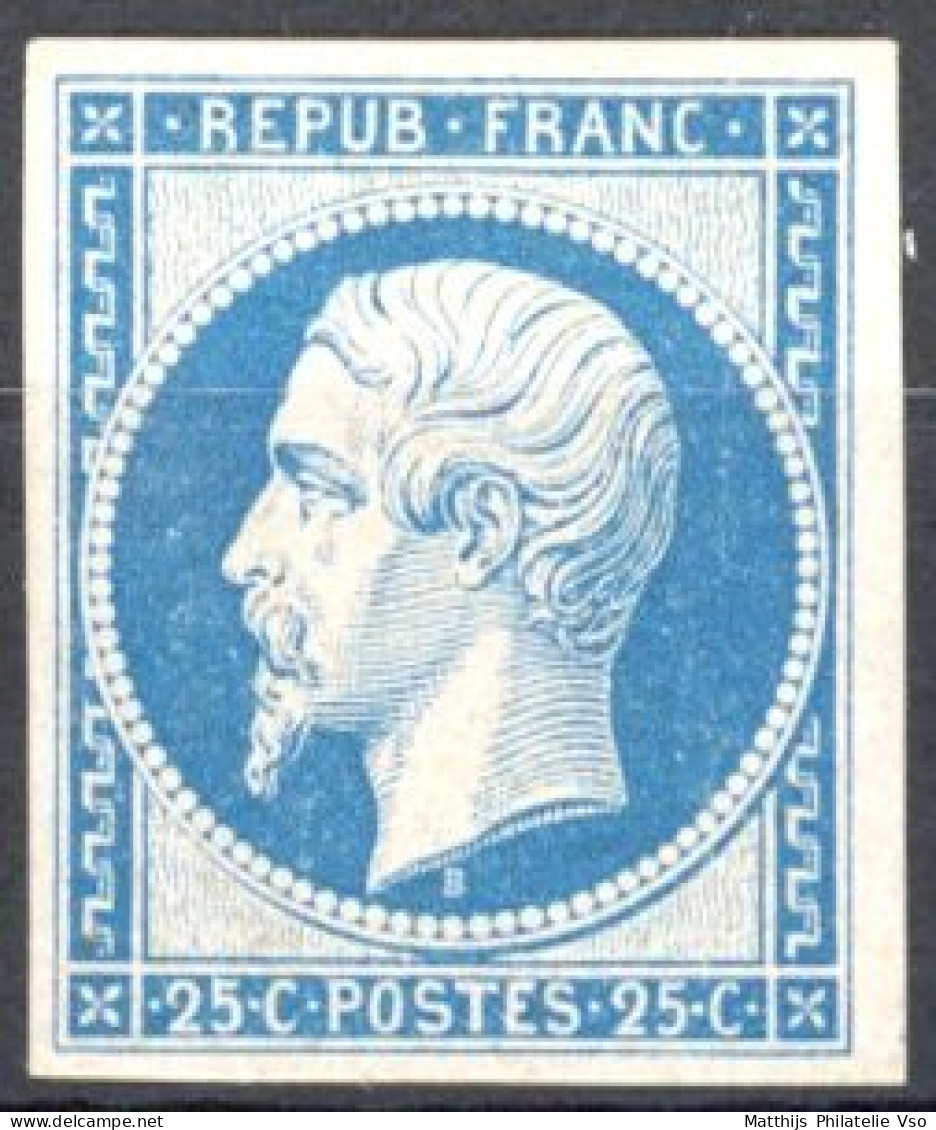 [* SUP] N° 10c, 25c Bleu, Réimpression 1862 - Belles Grandes Marges - Cote: 600€ - 1852 Louis-Napoléon