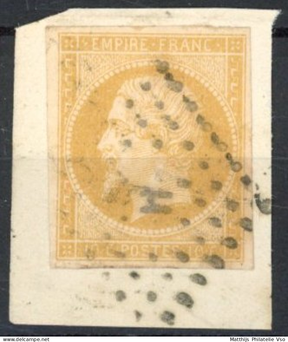 [O SUP] N° 13A,  Belles Marges Sur Fragment - TB Obl 'H' - 1853-1860 Napoleon III