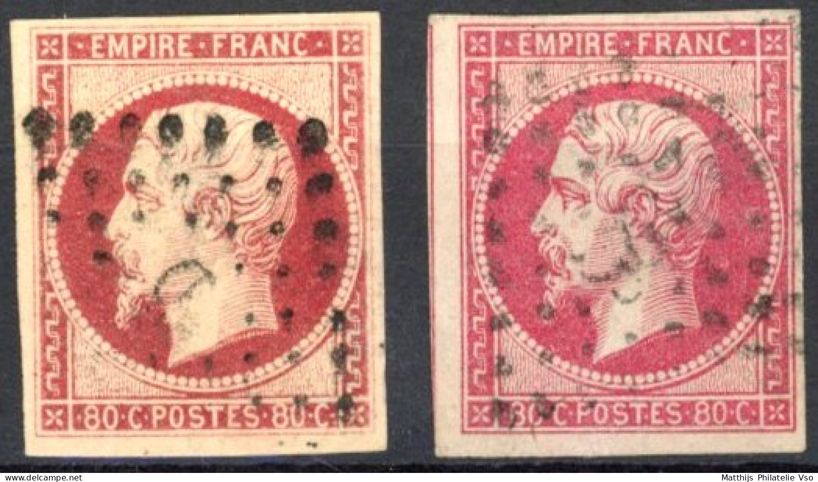 [O SUP] N° 17A/17B, Les 2 Nuances - Timbres Bien Margés - Cote: 135€ - 1853-1860 Napoléon III.