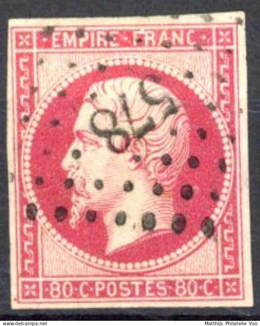 [O SUP] N° 17B, Bien Margé - TB Obl 'PC578' Caen - Cote: 60€ - 1853-1860 Napoléon III