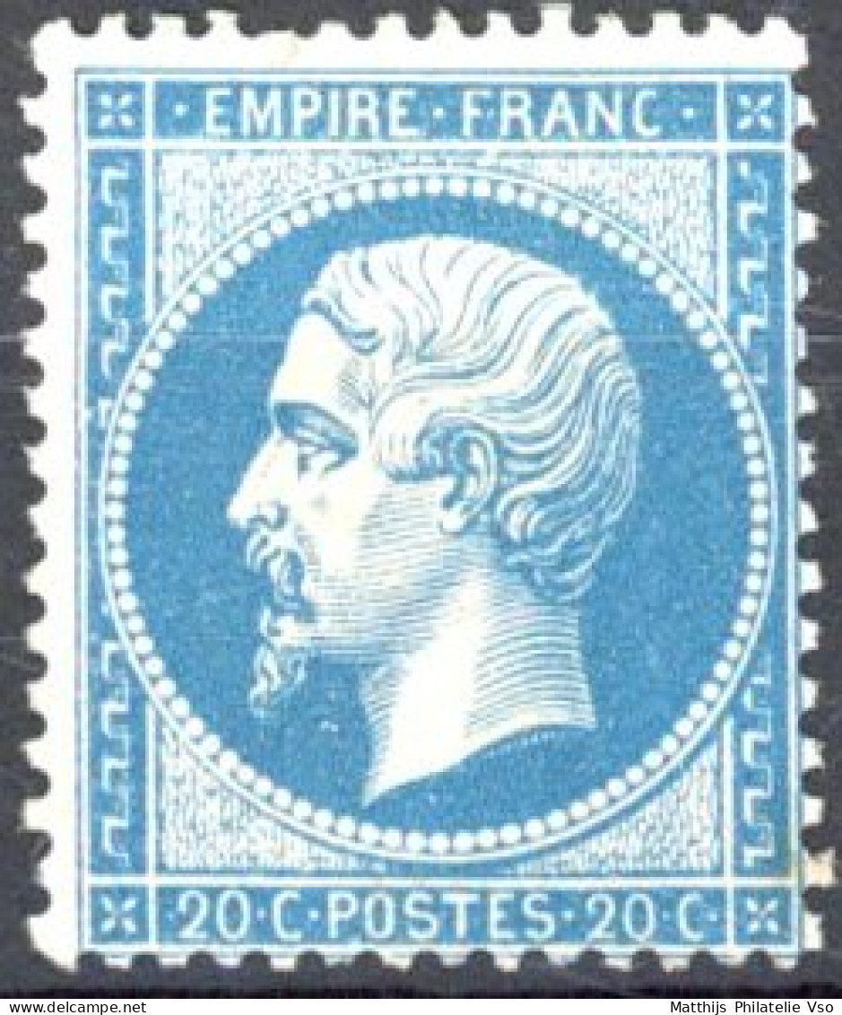 [* SUP] N° 22, 20c Bleu - Très Frais - Cote: 420€ - 1862 Napoléon III.