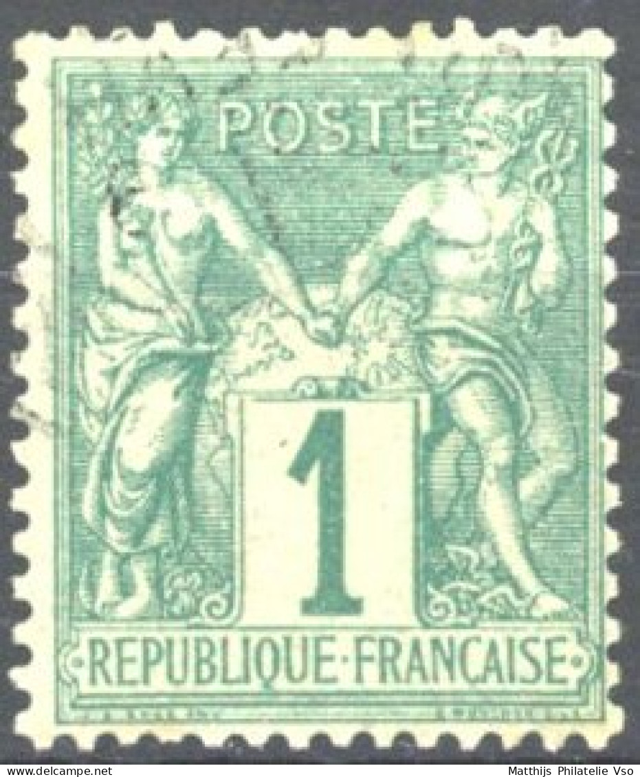 [O SUP] N° 61, 1c Vert (I) - Obl Légère - Cote: 125€ - 1876-1878 Sage (Type I)