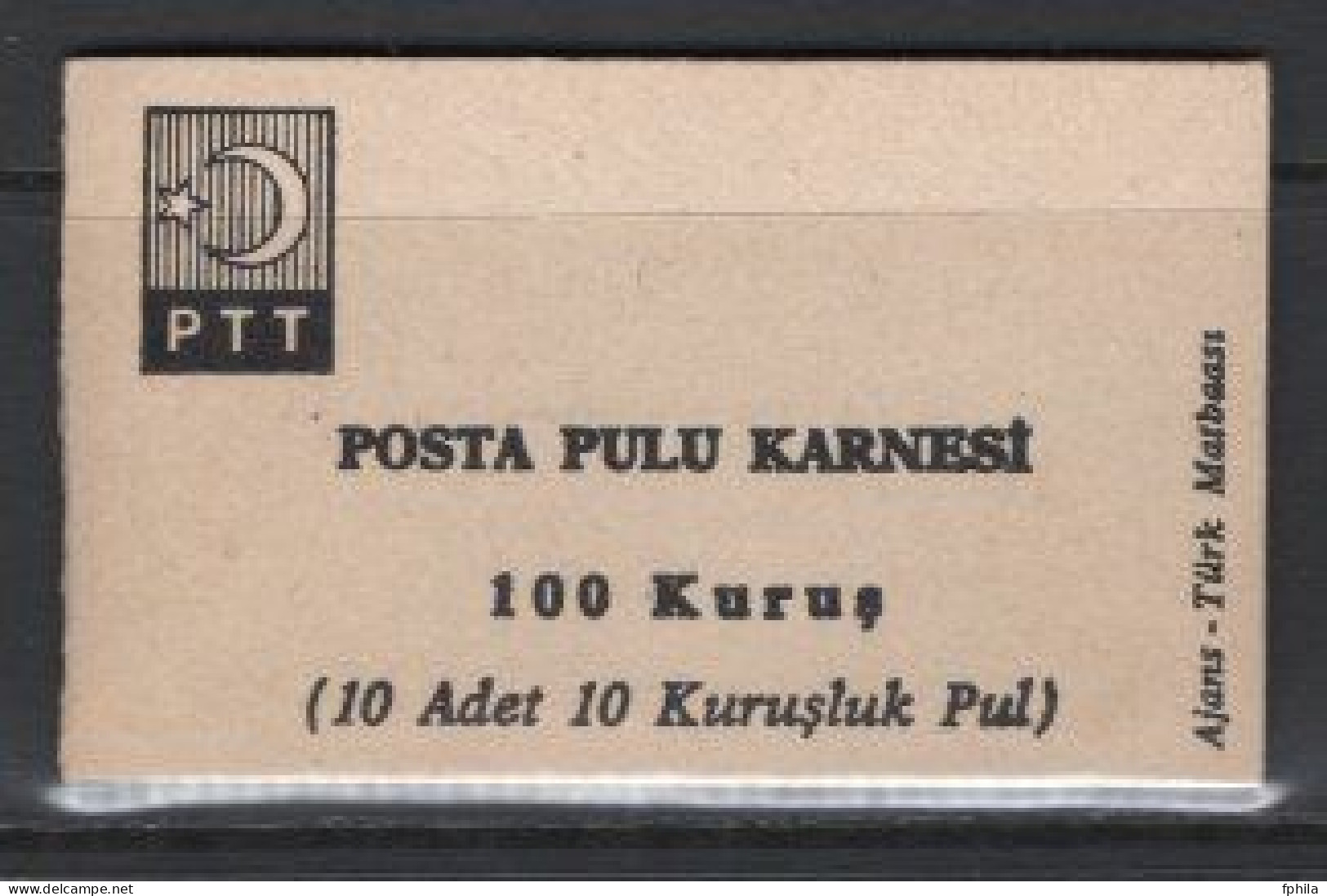 1967 TURKEY ATATURK REGULAR ISSUE STAMPS 10x10k BOOKLET MNH ** - Booklets