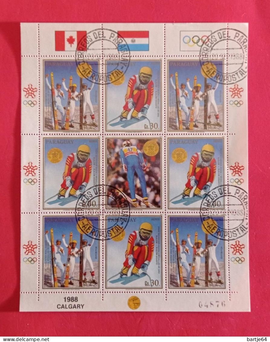 1988 Paraguay - Miniatuur Sheet Gestempeld - Inverno1988: Calgary