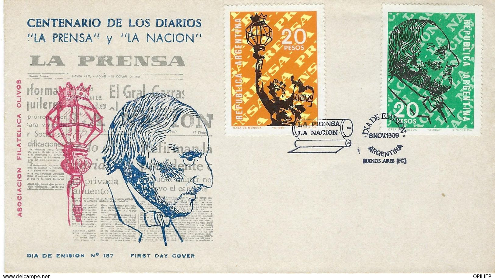 BUENOS AIRES 1969 Centenaire Des Journaux De La Presse Et De La Nation Journal édition Presse - FDC