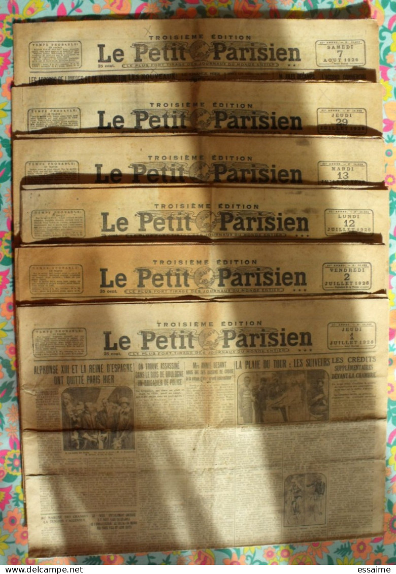 6 Journaux Le Petit Parisien De 1926 Tour De France Alphonse XIII Sumatra Caillaux Doisy Pelletier Sultan Maroc Rigoulot - Le Petit Parisien